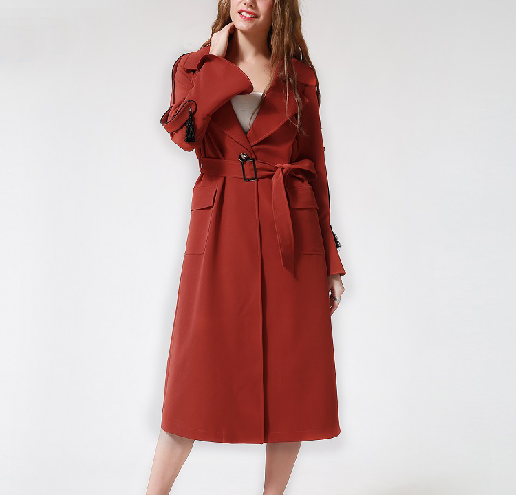  ladies fashion flare sleeve Elegant casual red women's coat 